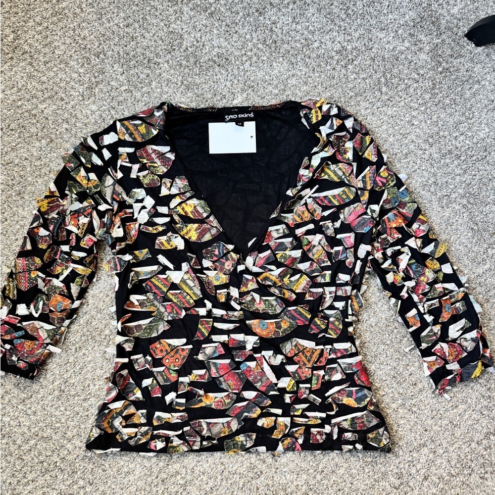 Sno Skins Y2K Artistic Patchwork Women's Blouse